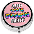 Medicine Pill Organizer, Medicine Pill Box Case Container Travel Pill Holder Vitamin for Purse Med Wallet Portable Mini Pastillero Round, Custom Your Own Pill Organizer, Light Pink, Personalized Gifts