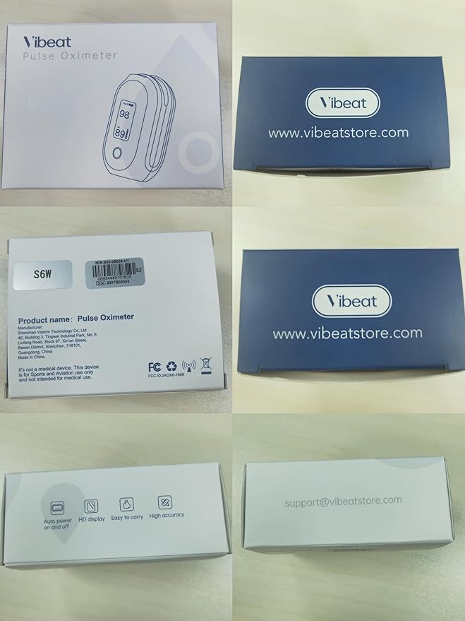 Vibeat Rechargeable Oxygen Meter Finger Pulse Oximeter, Bluetooth Fingertip Blood Oxygen Saturation Monitor with Pulse Rate, Batteries and Lanyard Included, Free APP
