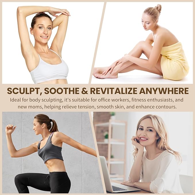 Lymphatic Drainage Massager & Anti Cellulite Massage Tool, Helps Reduce Stretch Marks & Cellulite, for Legs, Arms & Belly, Body Sculpting Machine with Microcurrent, Light, Heat & Vibration