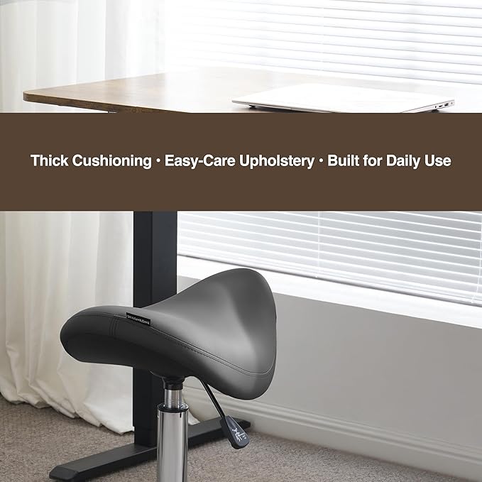 Ergonomic Saddle Stool, Adjustable Pneumatic Swivel Rolling Saddle Seat with Wheels for Hygienic, SPA, Salon, Home and Office, Haku 506 Series