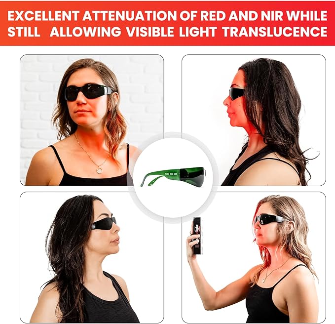 Mito Red Light Therapy Glasses - Eye Protection for Red Light (600nm-900nm) - Goggles