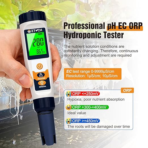 Hydrogen Water Tester pH H2 ORP Meter, Hydroponic pH TDS EC Meter, 6 in 1 pH H2 ORP TDS EC Temp Tester for Drinking Water and Pool, Dissolved Hydrogen Tester for Hydrogen Water Bottle