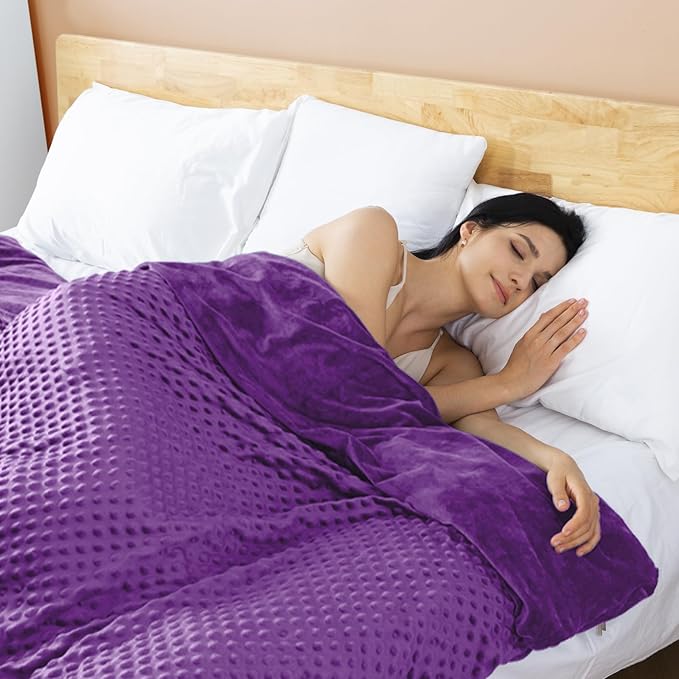 yescool Weighted Blanket for Adults (20 lbs, 60" x 80", Violet) Cooling Heavy Blanket for Sleeping Perfect for 140-160 lbs, Queen Size Breathable Blanket with Premium Glass Bead