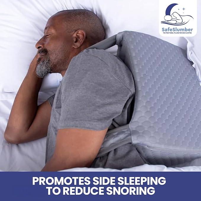Positional Pillow - Anti-Snoring Memory Foam Pillow - Ideal for Throat Related Snoring Relief & Supports Healthy Side Sleep Positioning