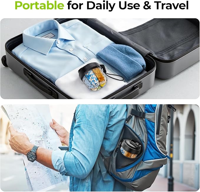 AUVON Portable Pill Dispenser to Store 7 Various Supplements, Travel Pill Organizer Bottle with Anti-Mixing Design, Arthritis-Friendly Pill Container with Wide Opening & Slider Lid, 20 Blank Stickers