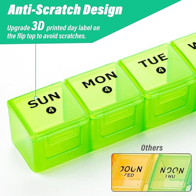 Large Monthly Pill Organizer, XL 4 Weeks Pill Box,28 Day Pill Cases Organizerd by Week,Big Compartment Pill Container with Dust-Proof,for Pills/Vitamin/Fish Oil/Supplements,by Yaklim (ROYG)