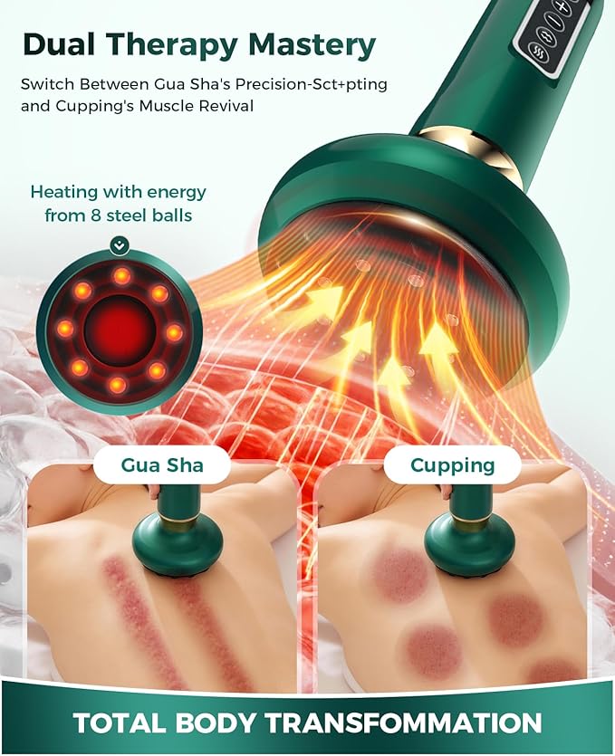 Intelligent Handheld Massage Tool for Anti - Cellulite, Electric Cupping Device with 12 Suction Modes. This Fat Remover Massager is Suitable for Arms, Legs. (Olive)