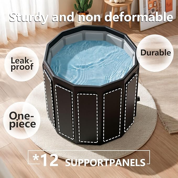 Portable Bathtub for Adult, Foldable Soaking Bathtub for Hot SPA&Ice Bath, Foldable Small Bathtub collapsible bathtub for Bathing, 6-layer Insulated portable tub,Space-Saving (black, 25.9X31.5 IN)