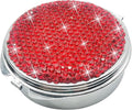 Bling Pill Case for Purse Medicine Vitamin Container Holder Pocket Pill Case Round Medicine Organizer for Vitamin/Fish Oils/Supplement Travel Medicine Kit (3 Compartment Red)