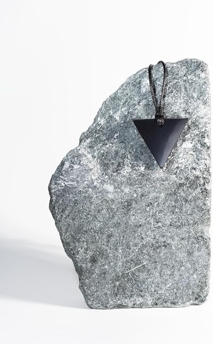 Shungite Pendant Necklace - Harmonizing Shield Defense - Wearable Shungite Crystal for Stress Down and Vitality Up - Shungites Stones from Russian Mine