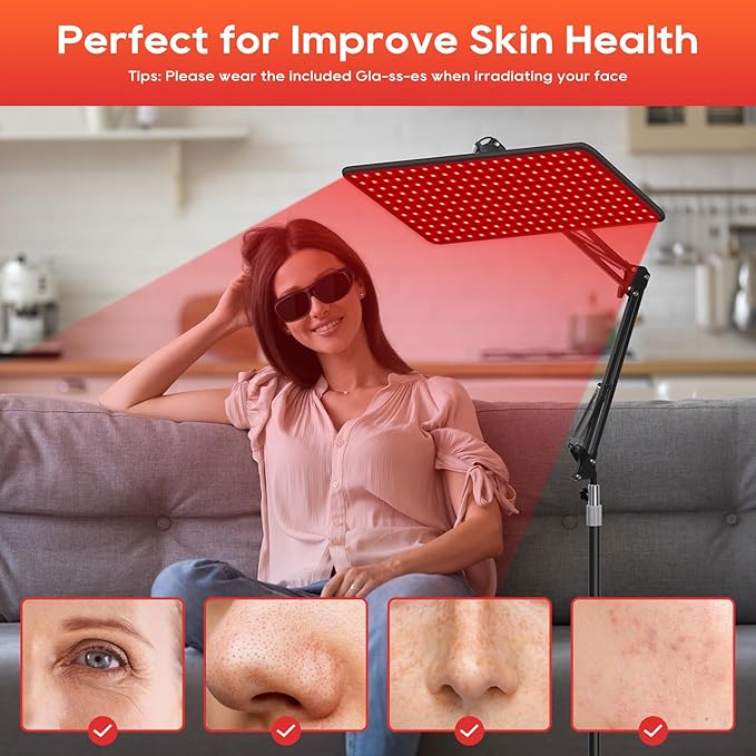 Red Light Therapy for Body and Face, 660nm 850nm 940nm Infrared Redlight-Therapy Lamp Device with Large Panel and Stable Stand at Home, Idea Gift for Women Wife Mom Sister Girlfriend
