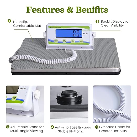 Extra Wide Medical Physician Scale - 440 lb/200 kg Capacity, High Accuracy Digital Display, Heavy Duty Portable Body Weight Scale for Home, Office, Hospital, Gym & Bariatric Use