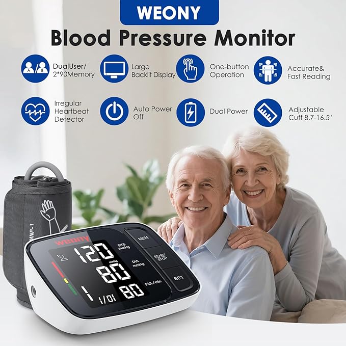 Blood Pressure Monitor,Upper Arm Blood Pressure Monitors for Home Use,FSA&HSA Eligible Digital Blood Pressure Machine,Adjustable 8.7"-17" Blood Pressure Cuff Backlight LCD 2 * 90 Memory
