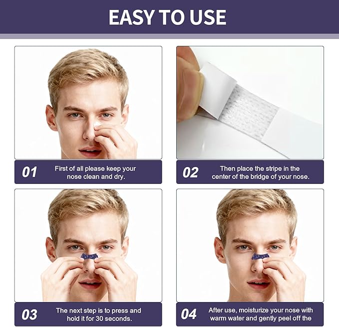 Nasal Strips for Snoring - Extra Strength Nose Strips for Breathing - Nose Tape for Sport, Work and Sleep - Anti Snoring Strips Help Stop Snoring (Blue-32PCS)