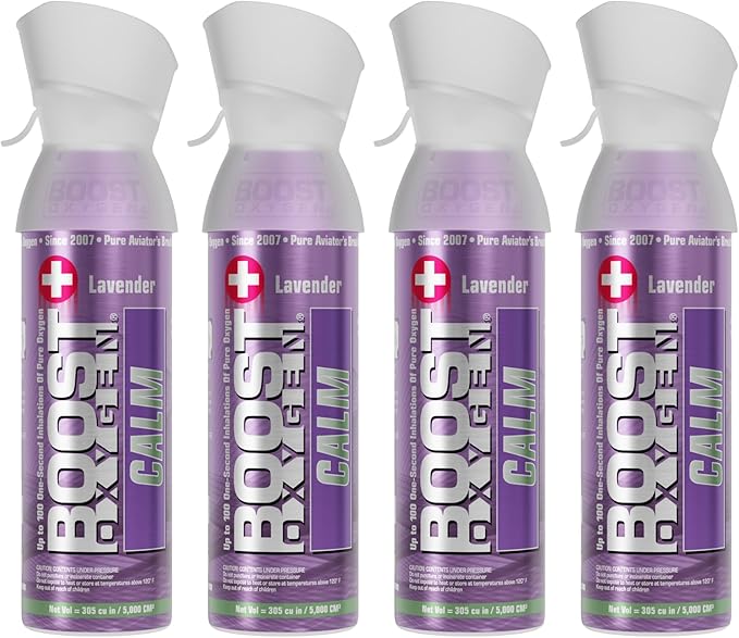 Boost Oxygen Medium Calm Lavender Aroma 5L Canister | Respiratory Support for Aerobic Recovery, Altitude, Performance & Health (4 Pack)