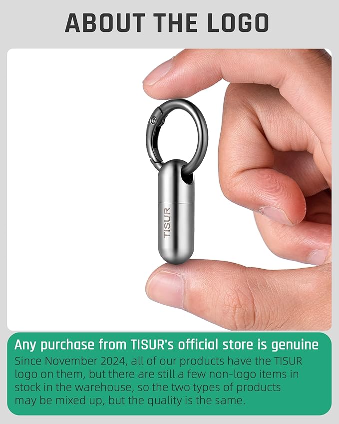TISUR Micro Keychain Pill Holder, Titanium Pill Case Waterproof Pill Container, Portable Tiny Pill Organizer for Travel Purse Pocket