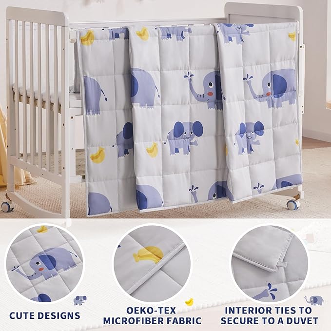 anfie Weighted Blanket Kids(40"x60" 10lbs) Weighted Blanket Cooling Blanket for Sleeping,Throw Size Breathable Blanket with Premium Glass Bead(Grey Elephant)