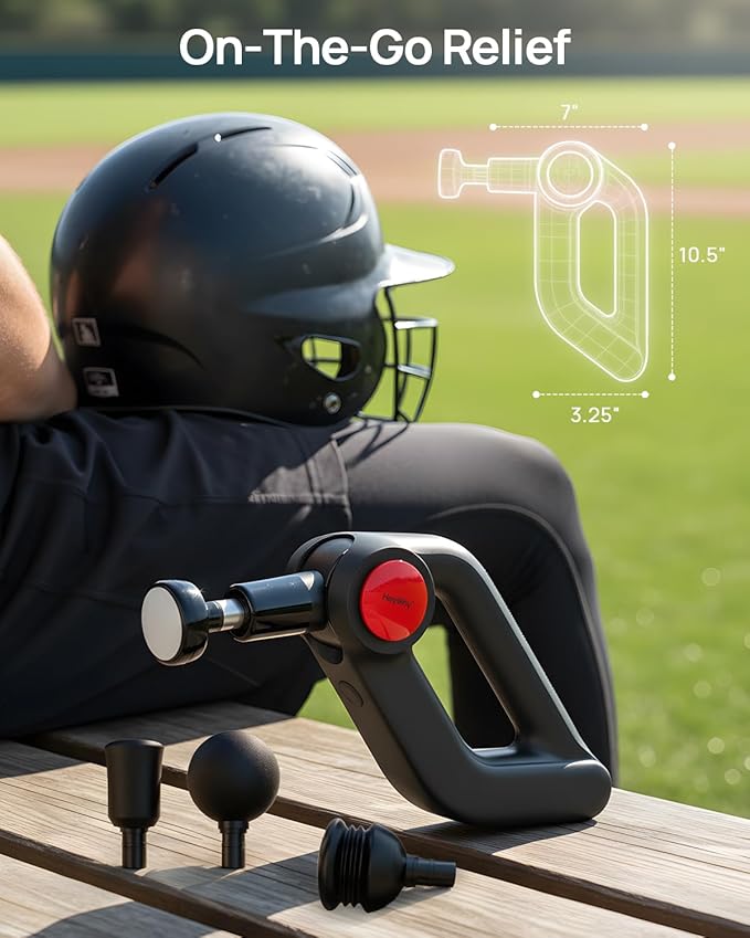 Massage Gun Deep Tissue with Heat Therapy, 12mm Amplitude Muscle Massager for Athletes, 5 Speeds & 4 Modes Massager Gun for Neck Back Shoulder Leg Pain Relief - Perfect for Men, Black