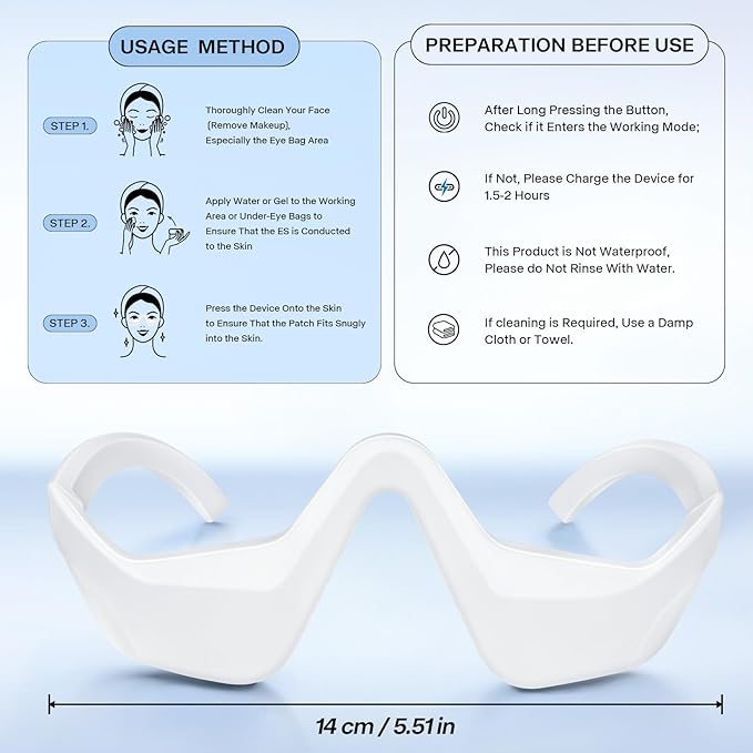 Under Eye Therapy Glasses-Eye Light Massager with 2 Modes, Eye Massager for Relieving Eye Fatigue, Reducing Wrinkles, Eye Bags, Dark Circles