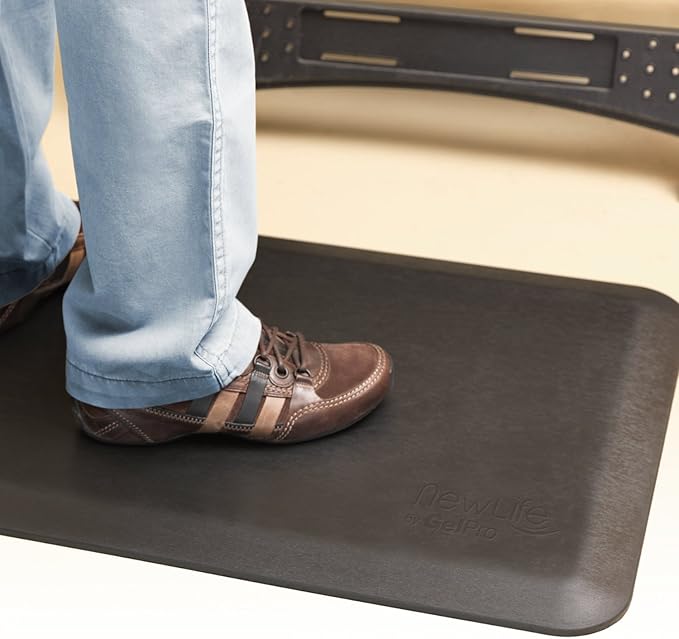 NewLife by GelPro Anti Fatigue Mat: Eco-Pro Foam Anti-Fatigue Comfort Mat - Standing Desk Pad - Professional Floor Mats for Commercial & Industrial Work - 24” x 36” Non Slip Ergonomic Mat - Black