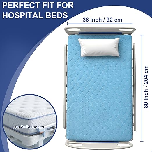 1 Pack Hospital Bed Sheet Set,Hospital Fitted Bed Sheets for Home Use & Hospital Care Beds,Waterproof Fitted Sheets with Elastic All Around,Reusable and Machine Washable,36" x 80" x 14" (Blue)