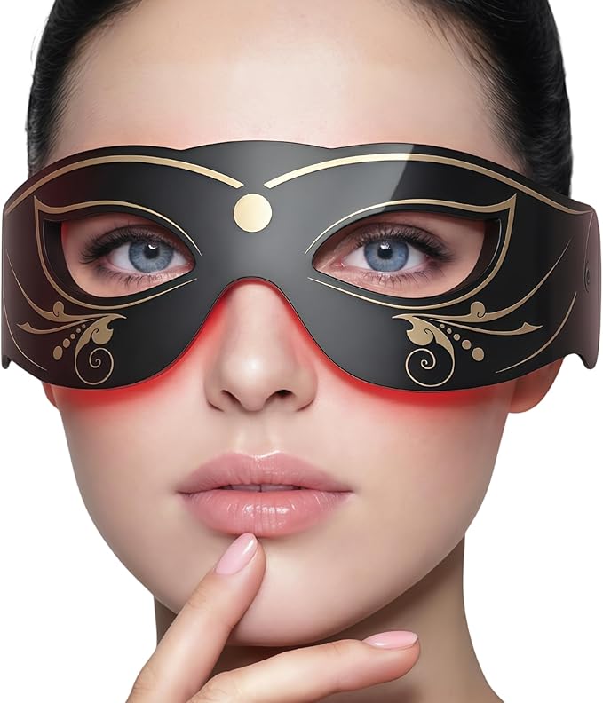 3 Modes Red Light Therapy for Eyes,Under-Eye Red Light Therapy mask Glasses & Light-Based Mask for Treatment of Periorbital Wrinkles,Relieving Eye Fatigue,LED Eye mask EY-20R