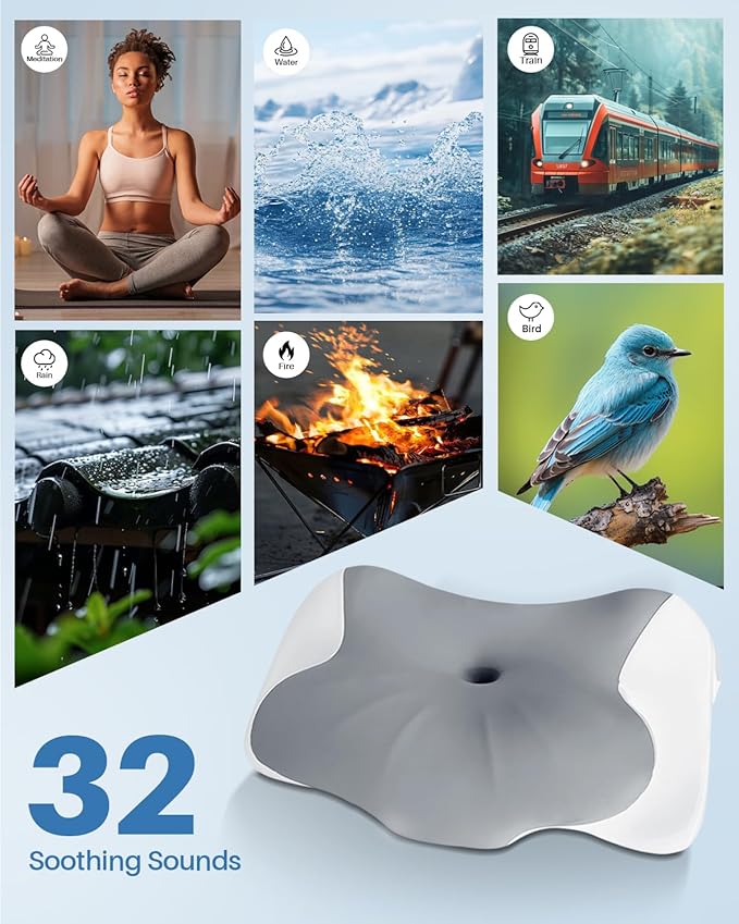 Hopihe Bluetooth Pillow, Sound Pillow for Tinnitus, Cervical Neck Pillow for Neck and Shoulder Pain Relief, APP Control White Noise Machine Butterfly Cooling Memory Foam Pillow for Side Back Sleeper