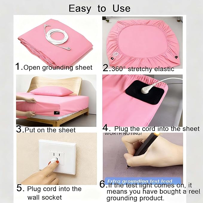 Grounding Sheets Queen Size, 20% Pure Silver Fiber + 80% Organic Cotton, Grounded Sheet Earth Connected Bedding Fitted Earth Sheets with Grounding Cord