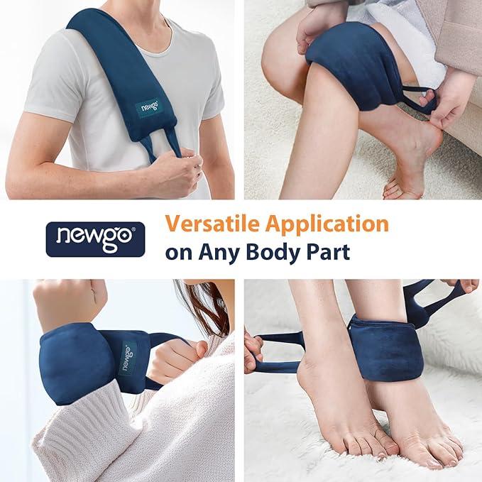 NEWGO Neck Warmer Microwavable - Heating Pad for Neck and Shoulders with Straps - Reusable Moist Heated Pad for Pain Relief- Hot Compress