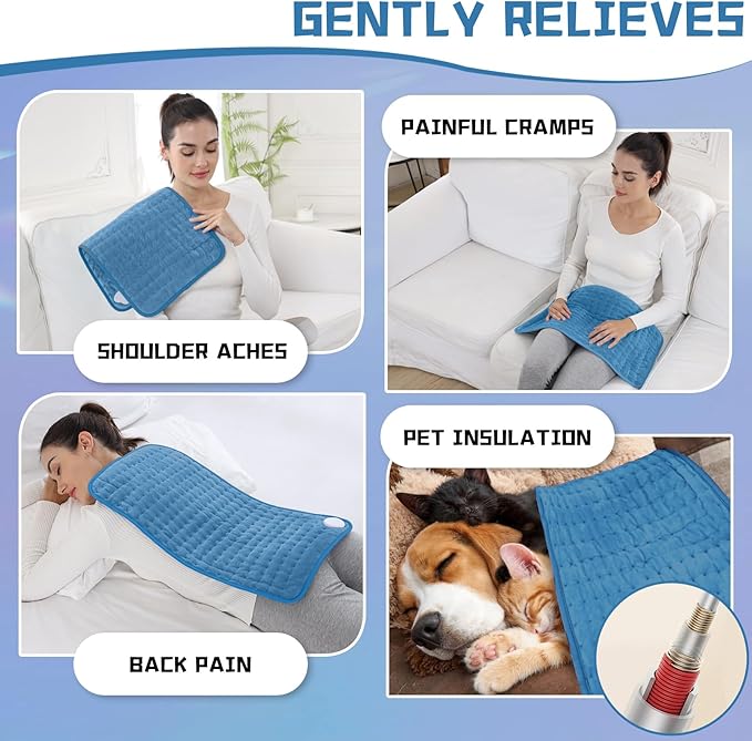 【2025 Upgrade】 Heating Pad for Neck Back Cramps Pain Fast-Heating Heating Pads Offer Softer Machine Washable Fabric with Heat Settings & Timer Easy to Operate,Moist Heat & Auto Shut Off 12''*24''
