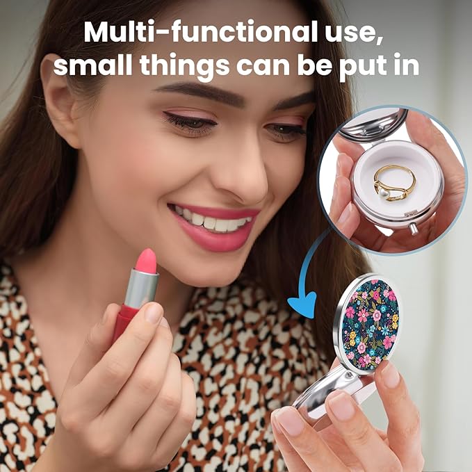 Mini Pill Box, Small Pill Box, Portable Pill Box, Cute Pill Organizer for Vitamins, Medications, Fish Oil and Supplements (Floral)