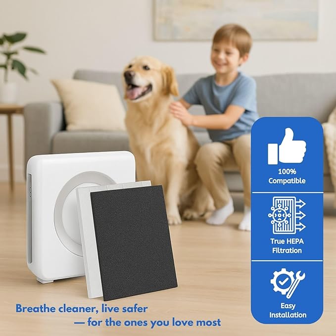 Nispira AP-1512HH Replacement Filter Compatible with Coway Airmega 200M Air Purifier AP-1518R Mighty Air (3) True HEPA (6) Activated Carbon Pre Filters