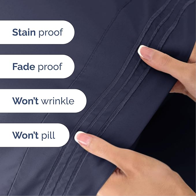 Queen Size 4 Piece Sheet Set - Extra Soft, Breathable And Cooling Sheets - Hotel Luxury Bed Sheets for Women & Men - Deep Pockets, Easy-Fit & Wrinkle-Free Sheets - Deep Slate Blue Oeko-Tex Bed Sheets