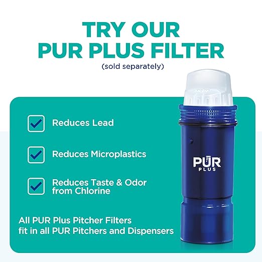PUR Slim Water Filter Pitcher, 8-Cup Capacity, Compact Design for Dorms & Mini Fridges, Dishwasher Safe, Fast Filtration, Includes 1 Filter, Cleaner Great-Tasting Drinking Water Filtration, Tangerine