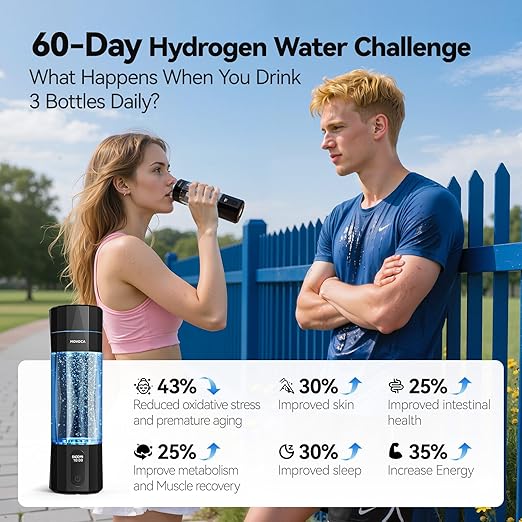 Upgrade Hydrogen Water Bottle, Up to 6400PPB Hydrogen Water Generator -SPE PEM Tech, 7OZ Food-Grade PC Hydro Water Machine, Health Care Gifts for Husband, Wife, Family, Friends, Travel