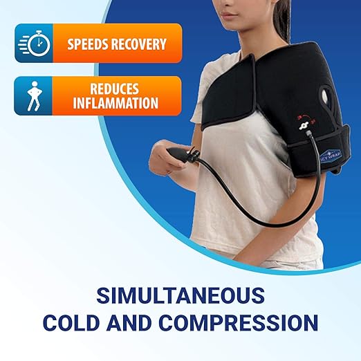 Cold Pack Compression Wrap for Shoulder Pain - Ice Pack Therapy by Icy Wrap - Cryo-Cool Flexible Treatment for Injuries, Aches, Swelling, Sprains, Inflammation of Rotator Cuff