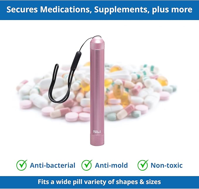 King Size 6” Storage Tube, Odor Locking Smell Proof, Waterproof Container, Medication Pills Supplements etc… Holds up to 134mm Length, Outdoor EDC Metal Travel Holder - Rose Gold