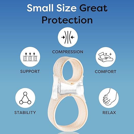 Big Toe Spacer/Corrector,Overlapping Toes, Bunion Pain Relief, Toe Alignment, Soft Silicone/Gel, 2 Loop,Day Night Wear,3 Sizes,Comfortable, Washable. (Beige, SMALL: WOMEN 5-9)