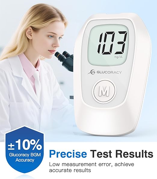 Glucoracy G-425 Glucose Monitor Kit, Blood Sugar Monitor with Glucose Meter, Lancing Device, 100 Test Strips and 100 Lancets, Blood sugar testing kit for Home Use, Diabetes Home Testing Kit