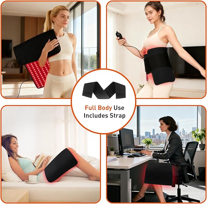 36'' x 16'' Red Light Therapy Mat for Body, 325 LEDs Near Infrared Light Therapy Wrap Belt Pad Blanket with 660nm & 850nm for Back, Belly, Waist, Chest, Knee Joint and Muscle