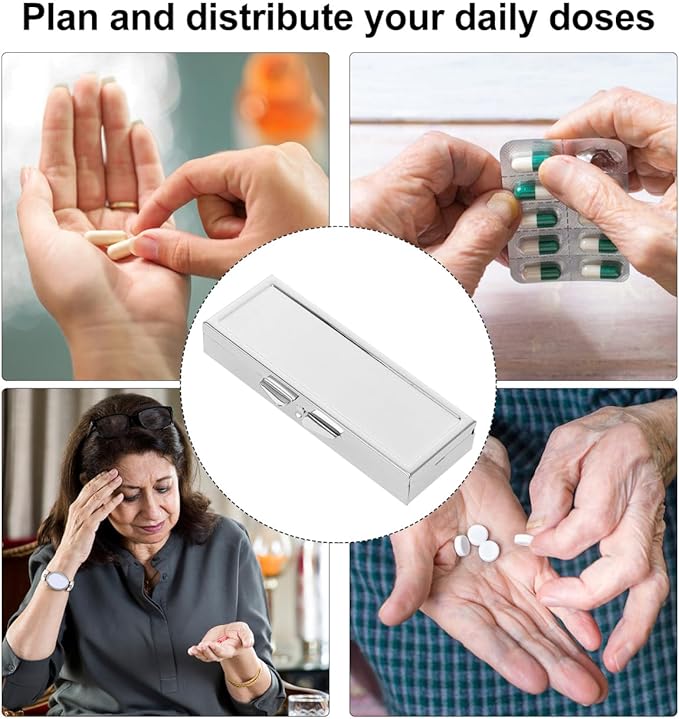 Healifty 2pcs Box Stainless Steel Metal Pill case Stainless Steel Pill Organizer Monthly Pill Organizer Weekly Pill Holder Crafts Organizer Portable Travel Makeup