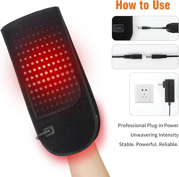 Red Light Therapy for Hands & Wrists, 360° Dual-Sided 150 LEDs Heated Gloves with Auto-Off Timer, Near Infrared Belt for Body, Waist, Finger, Palm, Elbow & Joint, 660nm & 850nm
