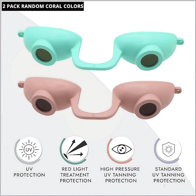 Super Sunnies Flex UV Eye Protection, FDA Compliant Tanning Bed Goggles, Red Light Therapy Glasses, 2 Pack