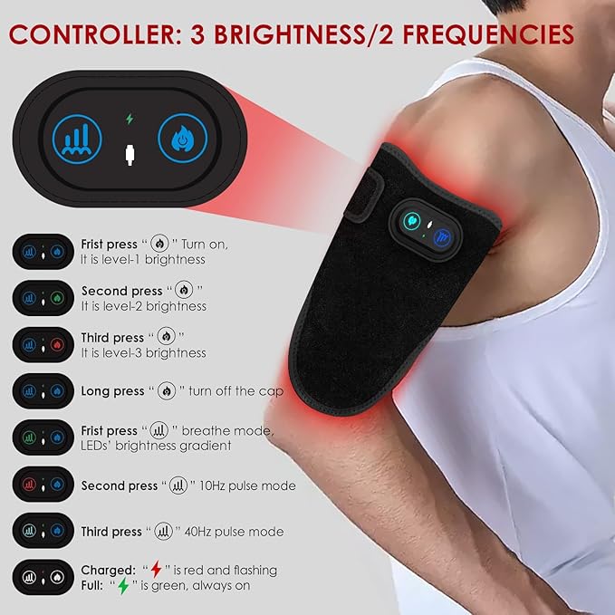 Red Light Therapy Neck and Shoulder Pad,Tap C Charging with 2000 mAh Battery, 660nm&850nm Red Light pad