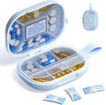 Travel Pill Organizer, Daily Pill Box 8-10 Compartments Adjustable, 7 Day Weekly Label Small Pill Case, Portable Medicine Container Moisture Proof Dry Vitamin Supplement for Pocket Purse-Blue