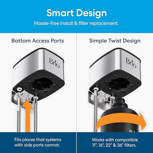 Brio 11" Under Sink Water Filter System for Kitchen & Bathroom Faucet | 3-Stage Single Housing 0.5 Micron Filters PFAS, Chlorine, Lead, Mercury+ | 10,000 Gallons or 2 Years | NSF 42 & 372 Certified