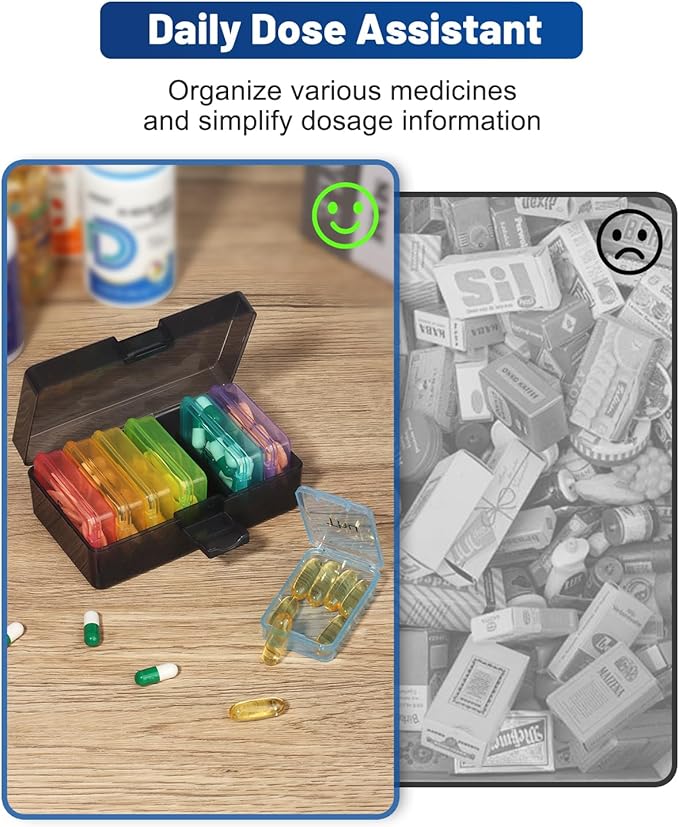 Weekly Pill Organizer - Pill Box 7 Day, Cotatoc Daily Pill Case with Large Capacity Compartments, Medicine Pill Organizer for Travel, Fish Oil Vitamins and Supplements