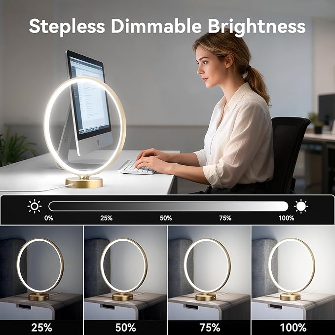 Sunlight Lamp,10000 Lux Sun Lamp,Daylight Lamp with 3 Color Temperatures, Stepless Brightness, Memory Function &Timer Natural Lamp, Desk Lamp Table Lamp for Home-Gold
