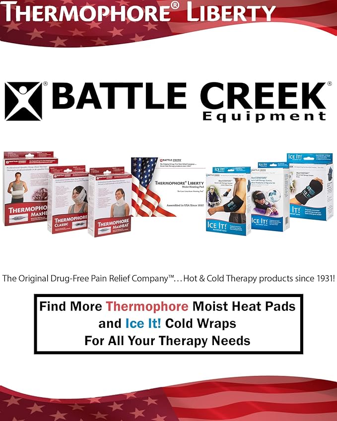 Assembled in The USA - Thermophore Liberty - Moist Heating pad for jaw Neck and Sinus Pain Relief - Electric with auto Shut Off and Specialty Cover Petite Size 4" x 17"