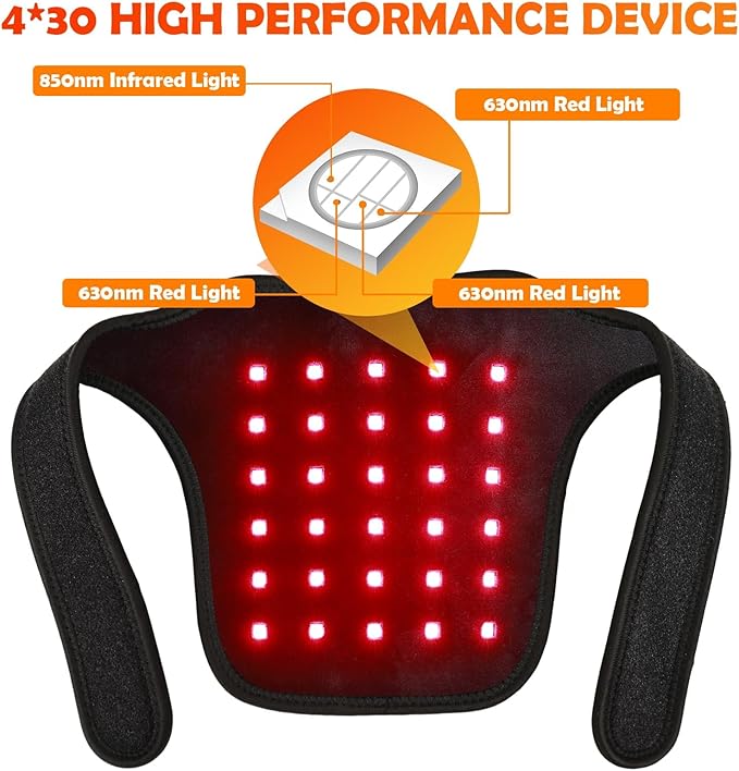 UTK Red Light Therapy for Neck Pain Relief, Infrared Red Light Therapy Device for Cervical Pain, 660&850nm, 30pcs 4-Chips-in-1 LEDs Light Therapy at Home